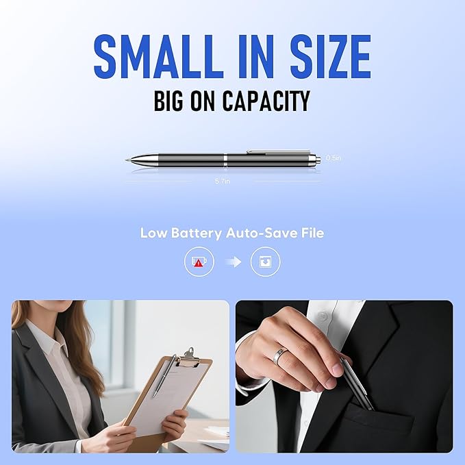 64GB Voice Activated Recorder Device - Qunifyed Digital Voice Recorder with AI Noise Reduction, Portable Recording Device for Meetings, Interviews, Lectures, Work