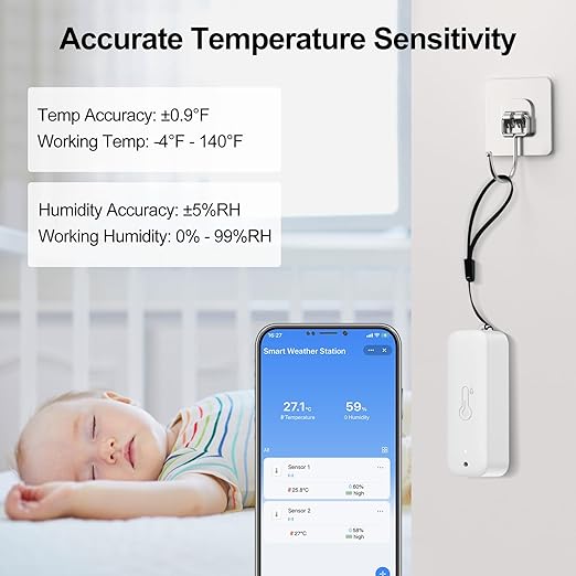 eMylo WiFi Thermometer Hygrometer, IP65 Indoor Smart Temperature Humidity Monitor with 3 Outdoor Wireless Sensors Kit