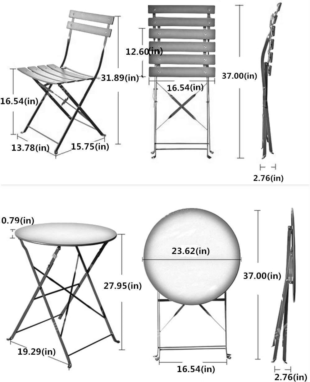 Grand patio 3-Piece Steel Foldable Bistro Set, 2 Chairs and 1 Table, Weather-Resistant Outdoor/Indoor Conversation Set for Patio, Yard, Garden-Macaron Blue