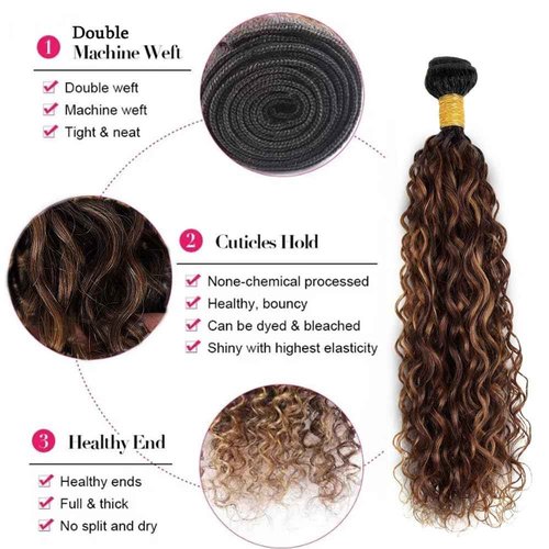 28 30 32 inch Dark Brown Bundles Human Hair #4 Water Wave Bundles Ombre Wet and Wavy Bundle Highlight Human Hair Bundle