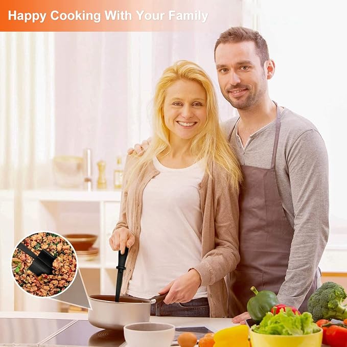 2Pcs Meat Chopper,Heat Resistant Up to 450°F Nylon Meat Masher with 5 Curved Blades & Non-Slip Handle,Ground Beef Chopper Tool for Hamburger,Non-Stick Masher for Kitchen,Dishwasher Safe