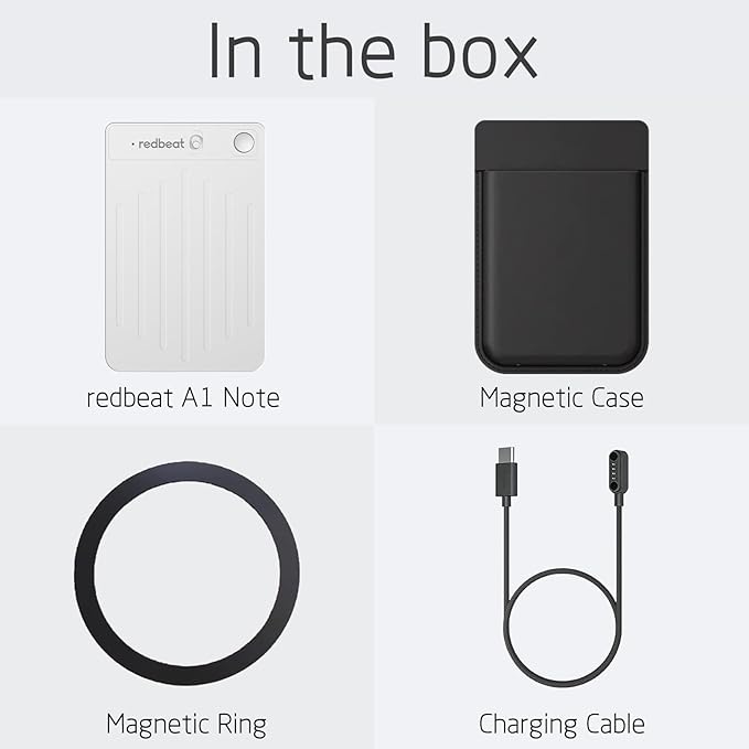 redbeat Note Pro AI Voice Recorder, Free Lifetime Transcribe & Summarize, App Control, 64GB Note Taker for Meetings, Calls & Lectures, Supports 120 Languages, Case Included, Silver