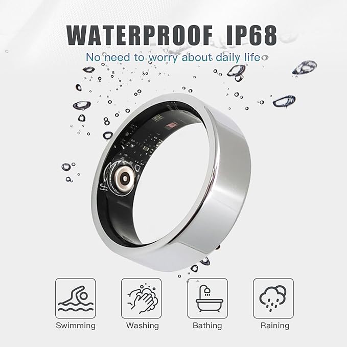 Smart Ring Health Tracker for Women Men, Sleep Tracker with Heart Rate and Blood Oxygen, Fitness Ring for Activity Monitoring, 15 Days Battery, No Subscription, Titanium Alloy(Gold, #10)