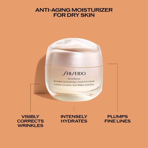 Shiseido Benefiance Wrinkle Smoothing Cream Enriched - 50 mL - Anti-Aging Moisturizer for Dry to Very Dry Skin - Visibly Corrects Wrinkles & Intensely Hydrates - Non-Comedogenic
