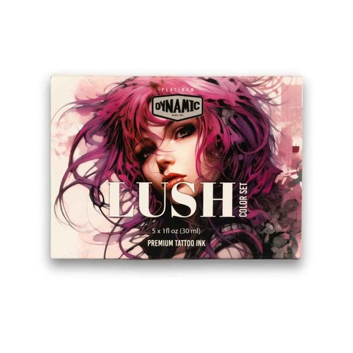 Dynamic Color Co- Lush Color Tattoo Ink Set: 5 Luxurious 1 oz Bottles - Lavender, Red Grape, Ruby Port, Deep Pink, Purple. Platinum Collection, Reach Compliant, Crafted in Spain