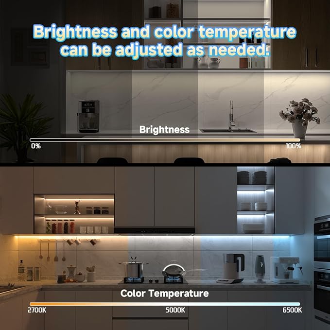 BTF-LIGHTING FCOB COB CCT 12VDC LED Strip Kit UL Listed Flexible High Density 640LED/m 16.4FT RF Remote Controller Tunable CT 2700K-6500K CRI 90+ for Bedroom Kitchen Under Cabinet Indoor