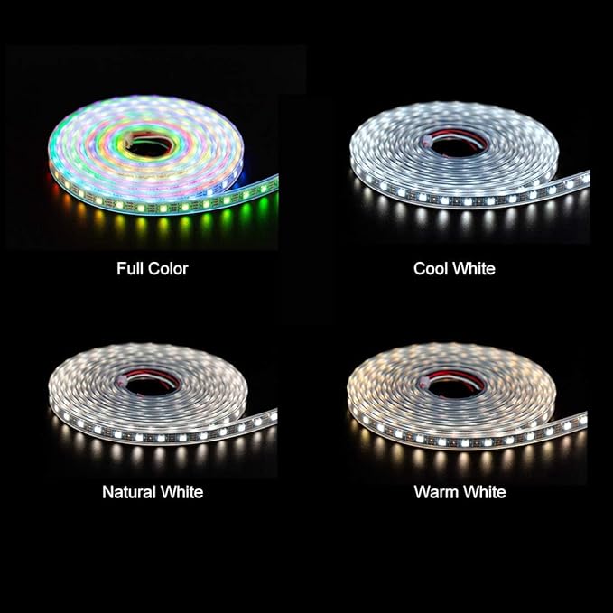 BTF-LIGHTING RGBW RGB+Warm White SK6812 (Similar WS2812B) 4 Colors in 1 LED Strip Individually Addressable 16.4ft 60Pixel/m 300LED Light Dream Color IP30 DC5V White PCB (No Adapter or Controller)