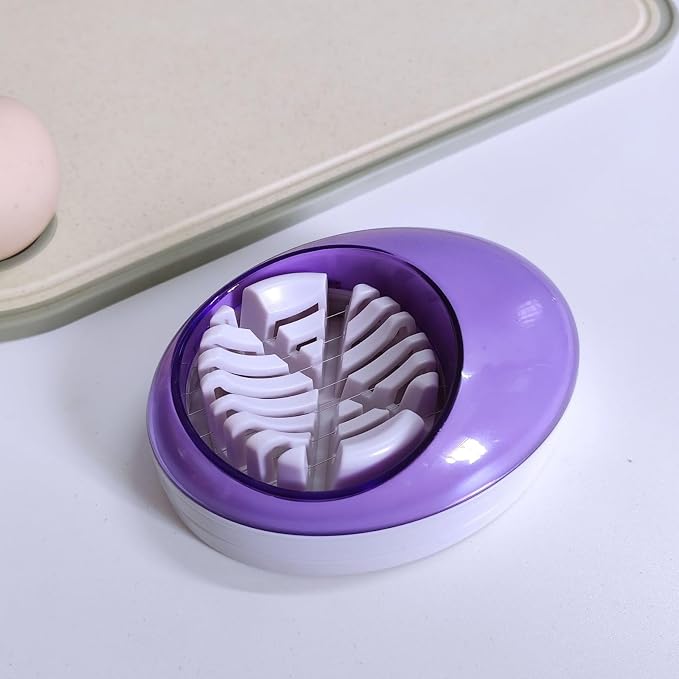 Egg Slicer for Hard Boiled Eggs,Easy to Cut Egg into Slices, Wedge and Dices, Sturdy ABS Body with Stainless Steel Wires,Non-slip Feet,Dishwasher Safe, BPA Free (Blue)