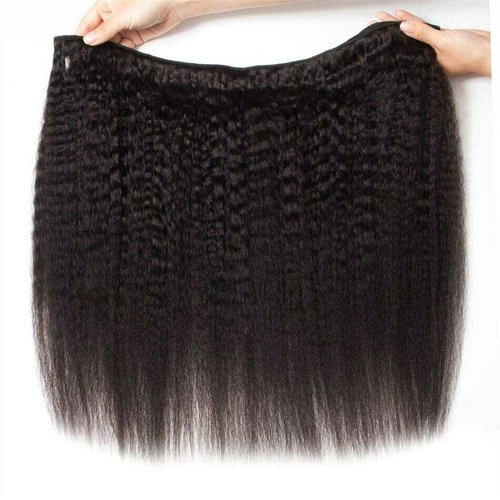 InsQueen Kinky Straight Human Hair Bundles 100% Unprocessed Brazilian Remy Soft Yaki 3 Bundles Human Hair (18 20 22 Inch)