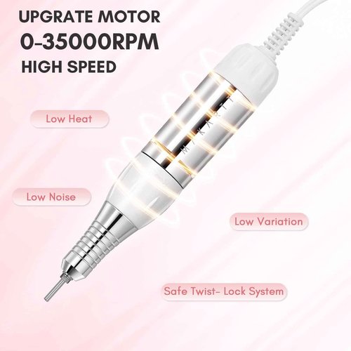 Makartt Nail Drill Bits Holder Dustproof Stand Displayer Organizer Container Bundle With Genesie Nail Drill Professional 35000RPM Electric Nail File Machine