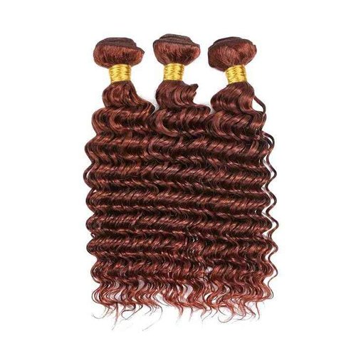 Giginger Bundles Human Hair 22 24 26 Inch Reddish Brown Deep Wave Bundles Color 33 Human Hair Deep Wave Unprocessed Quick Weave Soft Sewn In Hair Extensions for Black Women