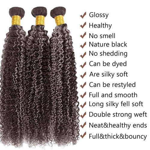 Fabimiya P4/GREY Human Hair Bundles 22 24 26 inch Jerry Curly Wave Human Hair Bundles Highlight Chocolate Grey Unprocessed Soft Sewn In Hair with Double Weft for Black Women