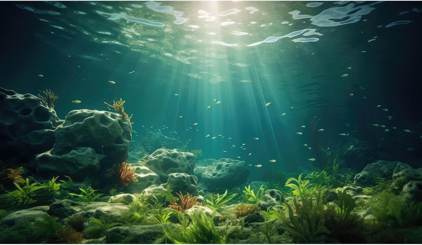 Under The Sea Aquarium Background Deep Sea Aquatic Plants Fish Tank Background Underwater Rock Sunray Terrarium Backgrounds Tropical Fish Deep Ocean Floor Fish Tank Backgrounds 24x12in