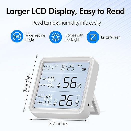 eMylo WiFi Thermometer Hygrometer, Smart Digital Indoor Temperature Humidity Monitor 426Ft Rang with 3 IP65 Wireless Sensors Outdoor Kit