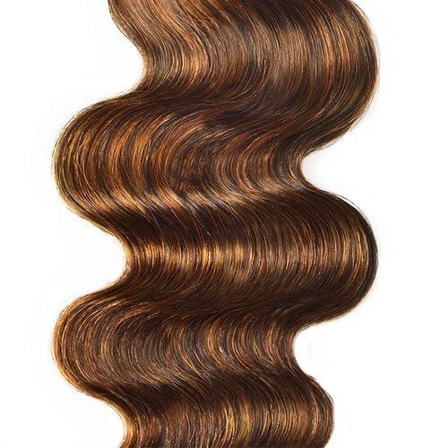 Giginger Bundles Human Hair Body Wave Human Hair Bundles 22 24 26 Inch Brazilian Chocolate Brown Highlight P4/30 Unprocessed Quick Weave Soft Sewn In Hair Extensions for Black Women