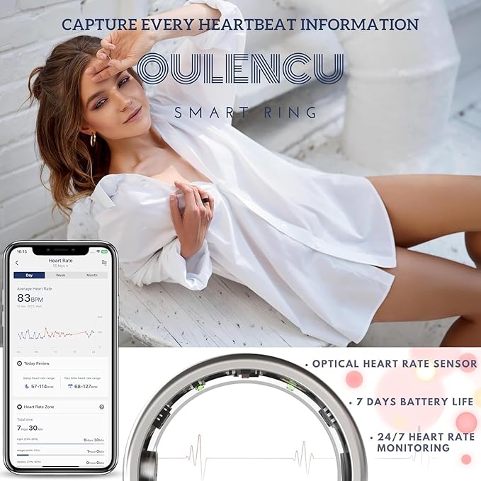 2026 Smart Ring for Women & Men Health Fitness Tracker for Daily Activity Workouts | Heart Rate Sleep Blood Oxygen Steps Cycle Monitoring Meditation | No Subscription Required (Silver, #13)