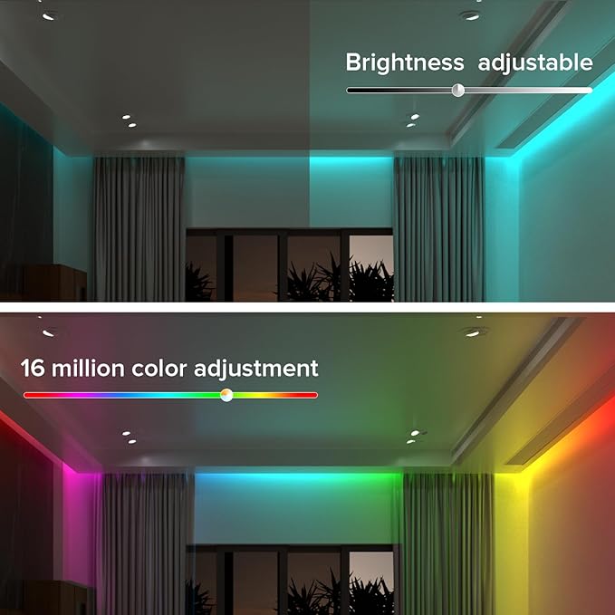 BTF-LIGHTING FCOB COB LED Strip Light IP66, WS2814 Smart IC RGBW 3000K Color Chasing Light, UL Listed DC24V 16.4FT 784LEDs/m High Density 10mm Width for Home Party DIY Decor(No Adapter or Controller)