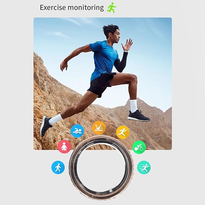 Smart Ring Health Tracker, Heart Rate Monitor Sleep Ring, Fitness Tracker for Monitoring Pressure, Oxygen, Step, Calories, Vintage Smart Rings for Men Women (9)