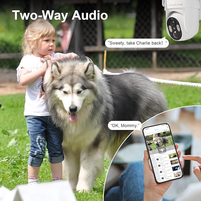 HOSAFE.COM Solar Security Cameras Wireless Outdoor, 360° PTZ Remote Cameras for Home Security Solar Powered, 2K 3MP Security Camera Outdoor Wireless, Free Cloud Storage(Need Apply)