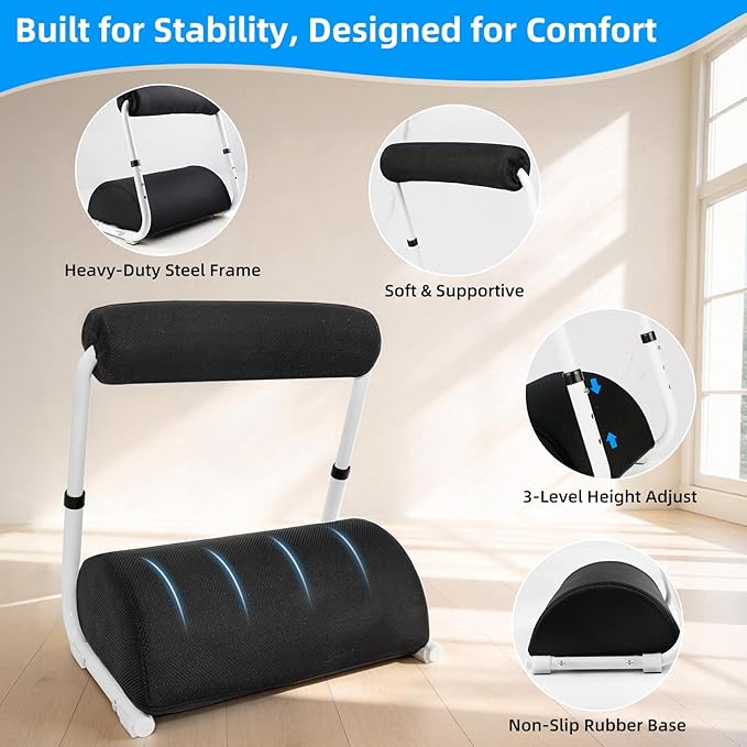 Under Desk Footrest Detachable - Leg Rest Adjustable 3 Height Positions for Under Desk, Ergonomic Foot Rest for Office or Home Use