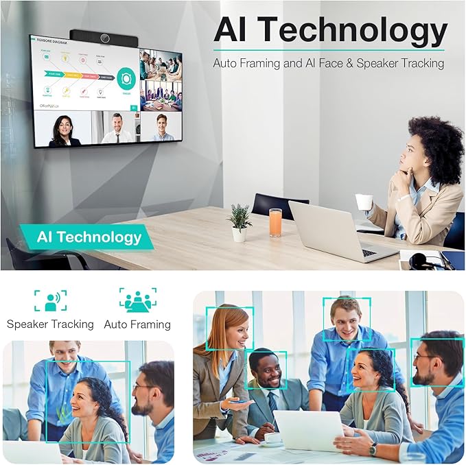 TB5 Video Conferencing System - Zoom Certificated, Ultra 4K Pro Audio and Video Conference Room Camera with 4 Microphone Arrays & Stereo Speakers, 120° Wide Angle Webcam for TV/Meeting Room