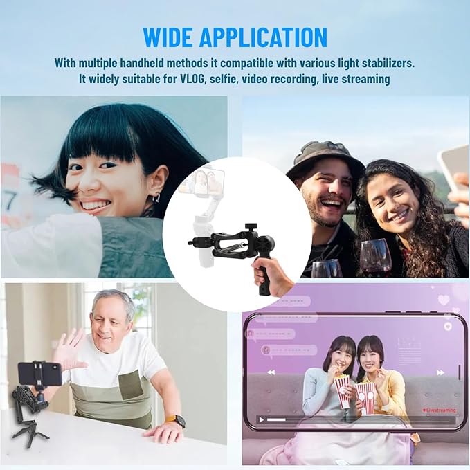 Gimbal Stabilizer for Smartphones, 3 Axis Phone Gimbal, Anti Shock Flexible Extension with Bracket Holder, Universal Handheld Z Axis Stabilizer for Vlog Live Streaming Video