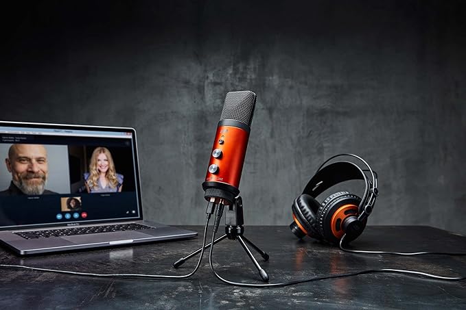 ESI cosMik uCast | USB Microphone, Cardioid Condenser Computer Microphone for Gaming, Streaming, Podcasting, 2m USB-C Cable, Mute Button, Built-in Headphone Jack, Gain Control, USB Mic for PC & Mac