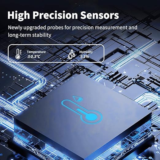 WiFi Temperature Humidity Sensor,Tuya Wireless Temperature Humidity Monitor with App Alert, High Precision Indoor Thermometer with Smart Life App, No Hub Required, Compatible with Alexa (1)