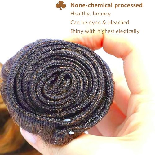 Fabimiya Human Hair Bundles 28 30 32 Inch Light Brown P27/30 Deep Wave 100% Unprocessed Wave Bundles Human Hair for Black Women Soft Sew In Bundles Human Hair with Double Weft