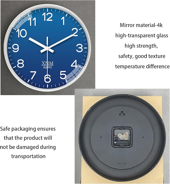 XNM 8 Inch Small Classic Navy Blue Wall Clocks Battery Operated Minimalist Wall Clock for Living Room Bedroom Silent Wall Clock Modern