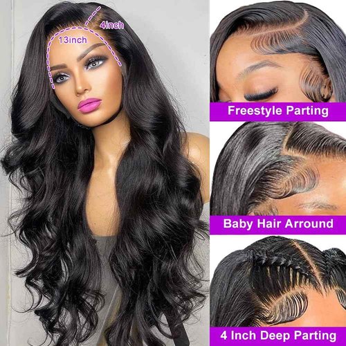 Nognut Body Wave Lace Front Wigs Human Hair 13x4 Frontal Wigs Human Hair HD Lace Pre Plucked Wigs for Women Glueless Wigs Lace Front Wigs Body Wave Wig 28 Inch