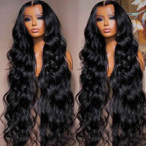Wgfd 13x6 Body Wave Lace Front Wigs Human Hair Pre Plucked 180% Density HD Transparent Lace Frontal Wigs for Women Bleached Knots with Natural Hairline 22Inch