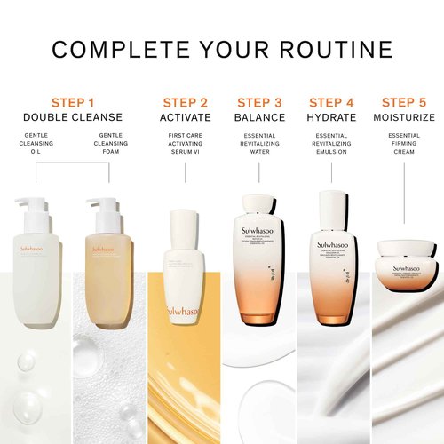 Sulwhasoo Essential Revitalizing Emulsion EX - Lightweight, fast-absorbing lotion that delivers 24-hour hydration while visibly soothing and supporting the skin barrier.