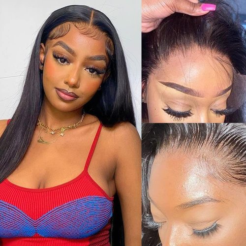 13x4 Lace Frontal Closure Straight Human Hair 150% Density Lace Frontal Human Hair Pre Plucked with Baby Hair 100% Unprocessed Brazilian Virgin (straight human hair frontal, 20inch)