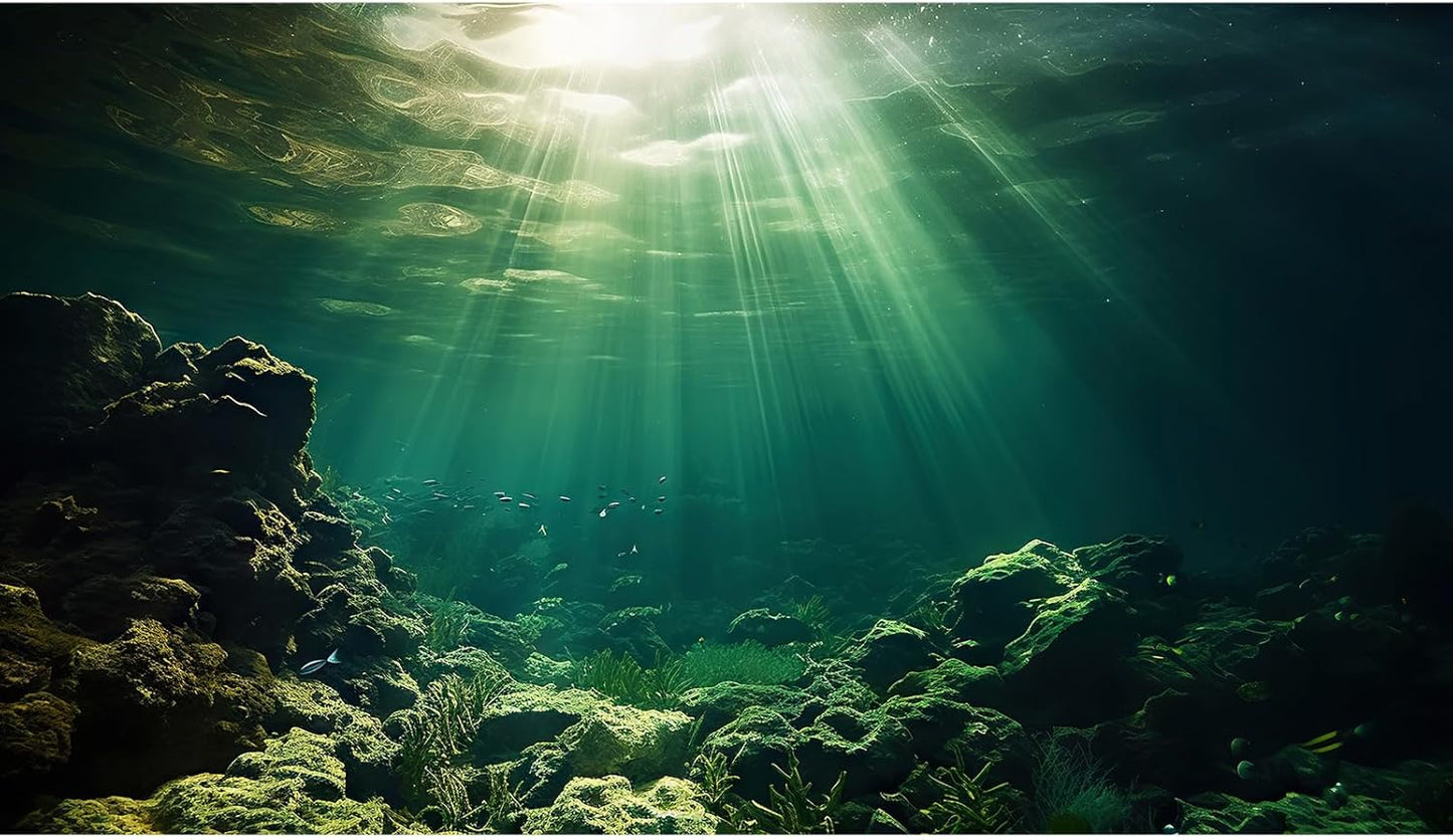 Under The Sea Aquarium Background Underwater Fish Tank Background Ocean Floor Rock Cave Sunray Terrarium Backgrounds Tropical Fish Ocean World Aquarium Reptile Tank Backgrounds 30x18in