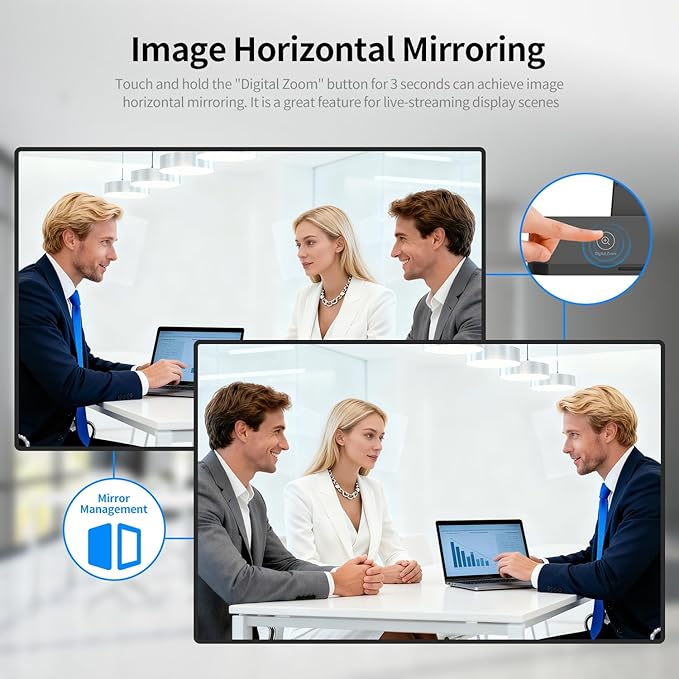 TOALLIN 4K AI Webcam for PC, AI Auto-Framing, WDR/HDR, Pic-in-Pic, Built-in Dual Mics, 5X Adjustable Zoom, Image Mirroring, 92° FOV Webcam for Video Conferencing, Streaming, Video Calls