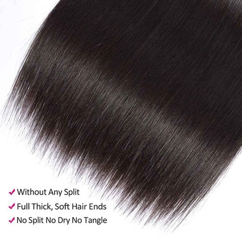 Straight 3 Bundles Human Hair 100% Unprocessed 12A Brazilian Hair 18 20 22 Inch Double Weft Natural Black
