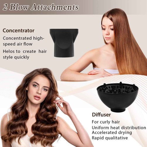 Professional Hair Dryer 3500 Watt Powerful Salon Blow Dryer Ceramic Tourmaline Quick Dry Ionic Hair Dryer with AC Motor Concentrator Diffuser Attachments