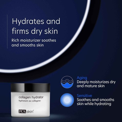 Bundle of PCA SKIN Collagen Hydrator Cream 1.7oz, Shea Butter, Hydrates, Firms + PCA SKIN Hydrating Toner 4.4oz, Refines, Brightens, Exfoliates, for Sensitive, Dry & Aging Skin