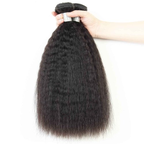 LINYINGYH Kinky Straight Bundles Human Hair Yaki Straight Bundles Weave 12 14 16 inch Real 100% Unprocessed Brazilian Remy Hair Extensions Natural Color 12a