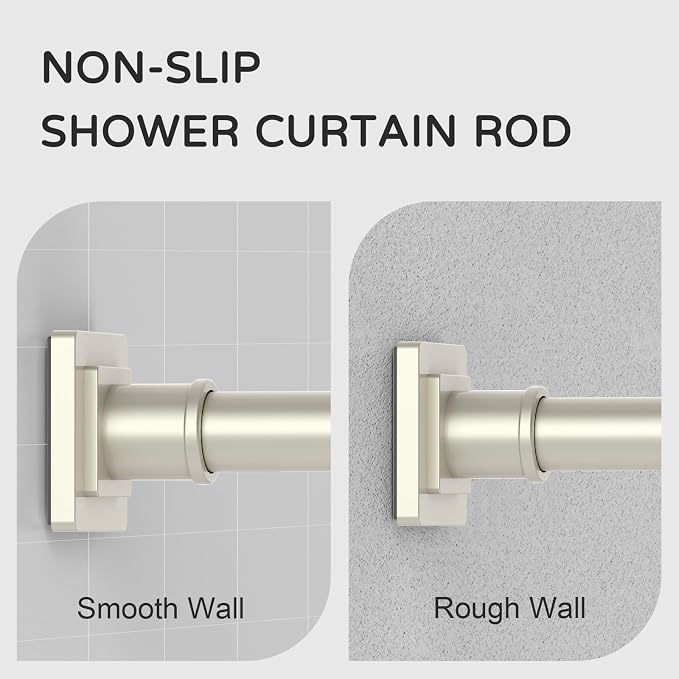 UIOSANRT Brushed Nickel Shower Curtain Rod 31-68 Inches Non-Slip Shower Rod Tension Mounted No Drill Tension Shower Curtain Rods Spring Tension Rod for Windows Bathroom