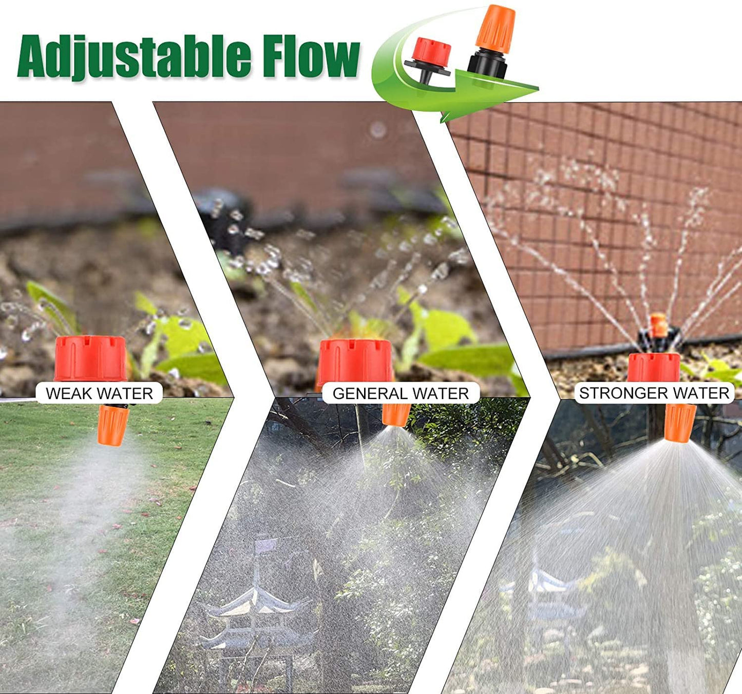 FAMILY'S BACKYARD 131FT Drip Irrigation System,Irrigation System for Garden Watering System,drip Irrigation kit1/2inch to 1/4inch Irrigation Tubing Hose Adjustable Nozzle Emitters Barbed Fittings