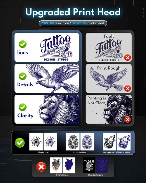 2025 New Wireless Tattoo Stencil Printer with 10 pcs of Transfer Paper,Tattoo Printer Machine for Tattoo Artists& Beginners,Compatible with Phone&PC