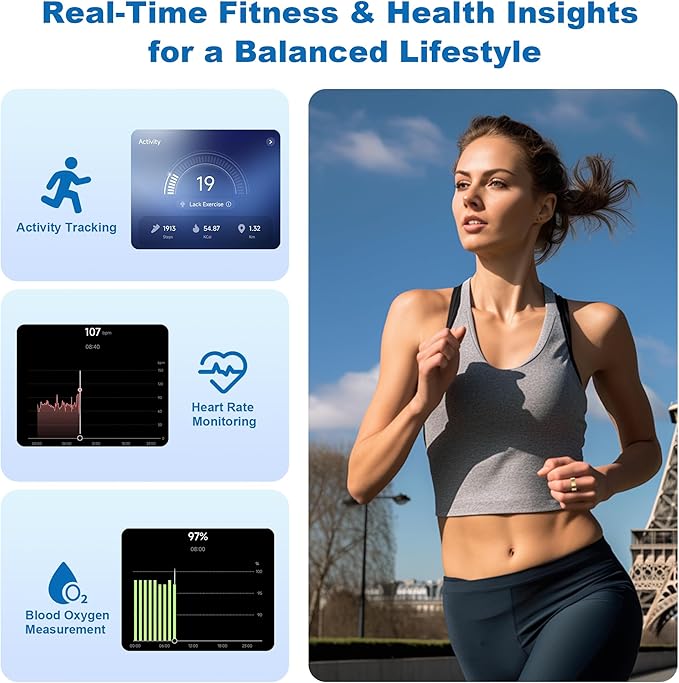 Smart Ring for Women Men, Titanium Fitness Ring with Heart Rate, Stress & Sleep Monitoring,Step & Calorie Counter, 5ATM Waterproof for iPhone and Android,No Subscription Fee (Rose Gold, 11)