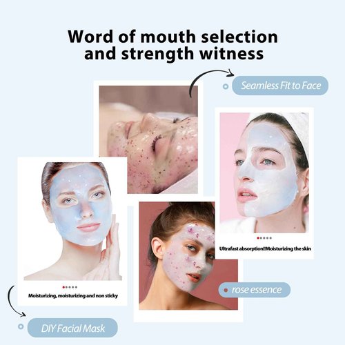 Fokiabin Jelly Mask for Facials Professional Hydrating Deep Cleaning Face Mask Set - 115Fl Oz 5 Treatments (Hyaluronic Acid,Bulgari Rose,24K Gold,VC Essence,Tea tree)