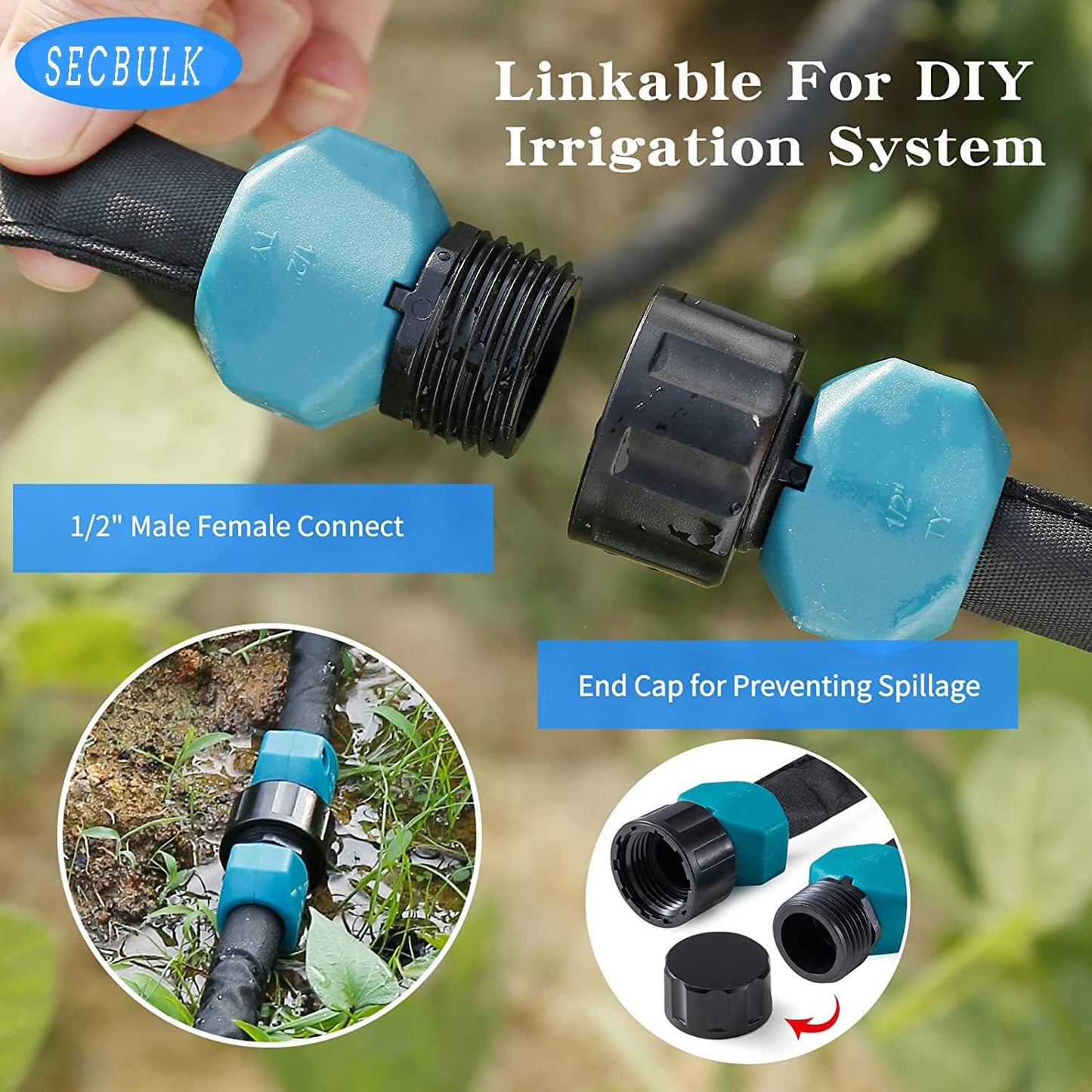 2025 Flat Soaker Hose 100 ft with Stakes for Garden, 50ft x 2 Linkable Drip Hose Diy Garden Irrigation System Saving 80% Water, Dual-layer Leak-free Design Water Hose with Holes