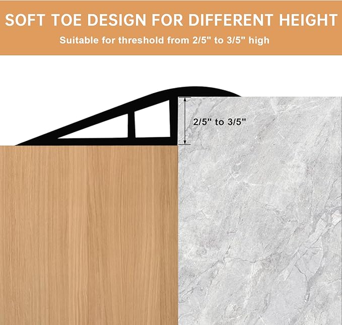 Vinyl Door Threshold Flooring Transition Strip Self Adhesive Carpet Edging Strip for Laminate Doorway Edge Threshold from 2/5" to 3/5" (Smoked Brown Wood Grain, 6.6 Ft)