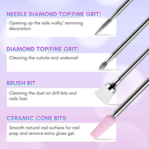 Makartt Nail Drill Rechargeable 30000RPM and Nail Drill Bit Set Bundle, Rechargeable Electric E File Nail Drill Machine, Carbide Nail Drill Bit Set