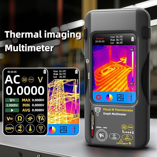 BSIDE Thermal Imaging Camera Multimeter 320×320 Resolution with 20000 Words Tester 3.98'' TFT Touchscreen 25Hz Infrared Thermal Camera (-20-550℃) 15 Thermal Palettes True RMS Auto-Ranging Multimeter