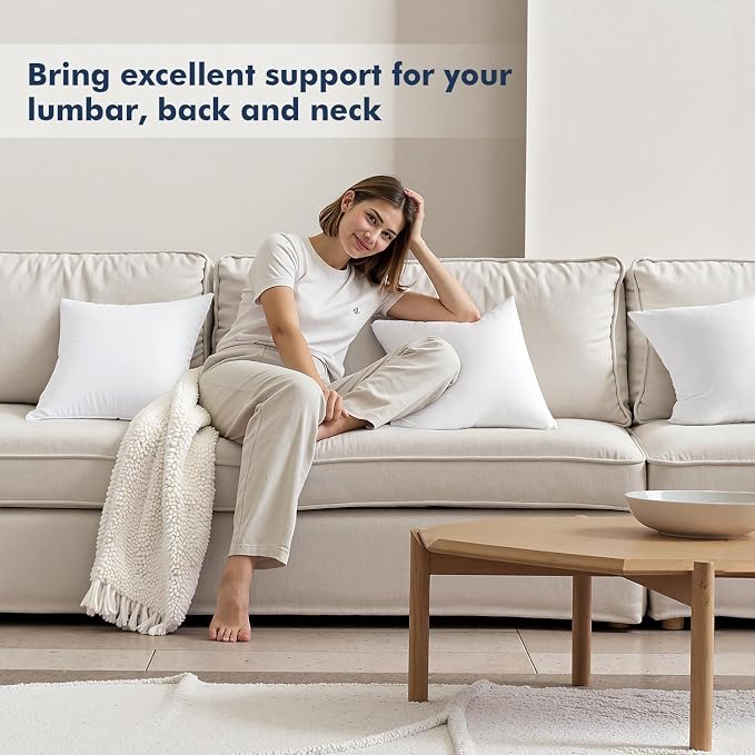 MIULEE Throw Pillows Inserts, Pack of 2 12x12 Inch 100% Virgin Fiber Filling Bed Couch Pillows